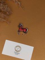 Red Crystal Prancing Horse Brooch - TOSSIDO