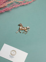 Red Enamel Gold Mane Horse Brooch