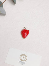 Red Enamel Strawberry Brooch - TOSSIDO