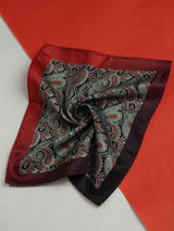 Red & Grey Paisley Pocket Square - TOSSIDO