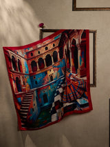 Red Gujarat Stepwells City Scarf - TOSSIDO