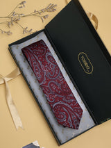 Red Paisley Woven Silk Necktie - TOSSIDO