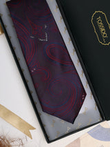 Red Paisley Woven Silk Necktie - TOSSIDO