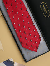 Red Penguin Woven Silk Necktie - TOSSIDO