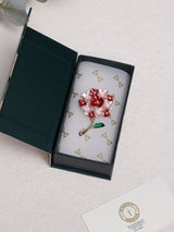 Red & Pink Enamel Flower Cluster Brooch - TOSSIDO