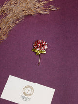 Red & Pink Hydrangea Stem Brooch - TOSSIDO