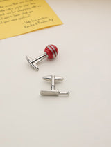 Red & Silver Cricket Cufflinks - TOSSIDO