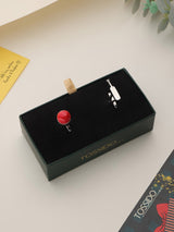 Red & Silver Cricket Cufflinks - TOSSIDO