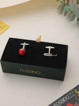 Red & Silver Cricket Cufflinks - TOSSIDO