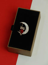 Red & Silver Owl Brooch - TOSSIDO