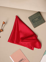 Red Solid Silk Pocket Square - TOSSIDO