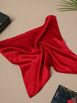 Red Solid Silk Pocket Square - TOSSIDO
