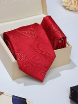 Red Stripe Necktie & Pocket Square Giftset - TOSSIDO
