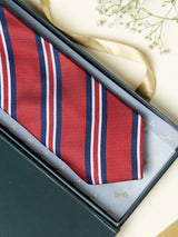 Red Stripes Broad + Long Necktie - TOSSIDO