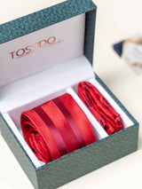 Red Stripes Necktie Gift - set - TOSSIDO