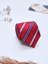 Red Stripes Woven Silk Necktie - TOSSIDO