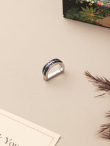 Regal Blue Crystal Necktie Ring - TOSSIDO