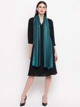 Reversible Modal Silk Stole – Teal & Deep Green | Tossido