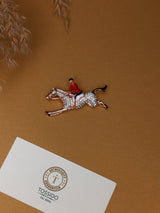 Rose Gold Crystal Jockey Brooch - TOSSIDO