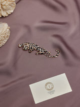 Rose Gold Crystal Prowling Leopard Brooch - TOSSIDO