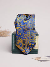 Royal Blue & Gold Paisley Skinny Necktie - TOSSIDO
