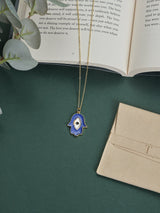 Royal Blue Hamsa Evil Eye Pendant Necklace - TOSSIDO
