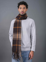 Shades of Brown Checkered Poly - Wool Muffler - TOSSIDO