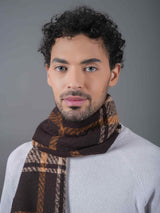 Shades of Brown Checkered Poly - Wool Muffler - TOSSIDO