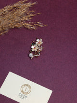 Shell Flower & Pearl Spray Brooch