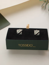Silver Abstract Cufflinks - TOSSIDO