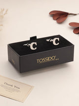 Silver Alphabet C Cufflink - TOSSIDO