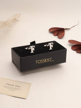 Silver Alphabet F Cufflink - TOSSIDO