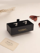 Silver Alphabet J Cufflink - TOSSIDO