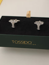 Silver Caduceus Cufflinks - TOSSIDO