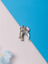Silver Cat & Fishbowl Brooch - TOSSIDO