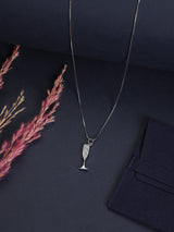 Silver Champagne Glass Pendant Necklace - TOSSIDO