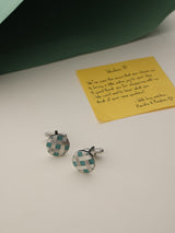 Silver Check Cufflinks - TOSSIDO