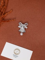 Silver Crystal Bell Pearl Brooch - TOSSIDO
