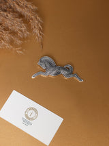 Silver Dotted Leaping Horse Brooch - TOSSIDO