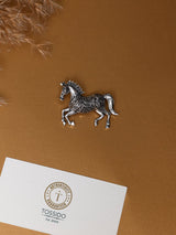Silver Engraved Running Horse Brooch