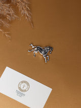 Silver Galloping Horse Brooch