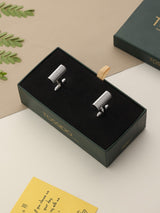 Silver Geometric Cufflinks - TOSSIDO