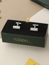 Silver Geometric Cufflinks - TOSSIDO