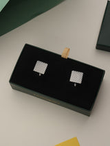 Silver Geometric Cufflinks - TOSSIDO