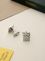 Silver Geometric Cufflinks - TOSSIDO