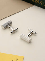 Silver Geometric Cufflinks - TOSSIDO