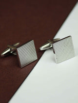 Silver Geometric Cufflinks - TOSSIDO