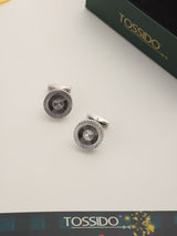 Silver Geometric Cufflinks - TOSSIDO