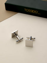 Silver Geometric Cufflinks - TOSSIDO