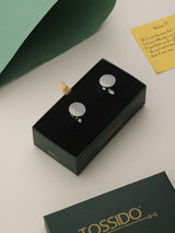 Silver Geometric Cufflinks - TOSSIDO